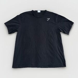 Gymshark Active‎ T-Shirt XXL Black Short Sleeve 100% Cotton Gym Athletic Fitness